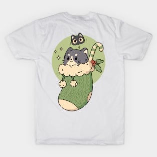 Tuxedo and Kitten Christmas | Green T-Shirt